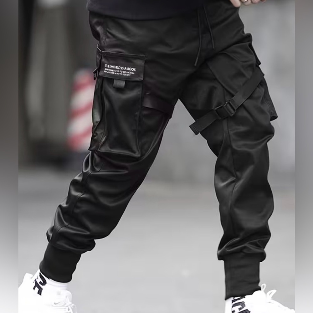 1XL New -Men's Black Streetwear Cargo Joggers; Techwear or Tactical Utility - Picture 11 of 16
